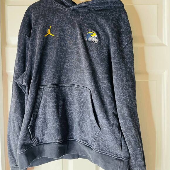 Vintage Y2K University of Michigan Wolverines AOP Team Hoodie Sweatshirt M - Picture 1 of 4